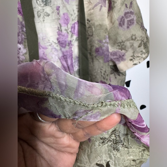 vintage plus size green floral flowery duster cardigan - Picture 5 of 5